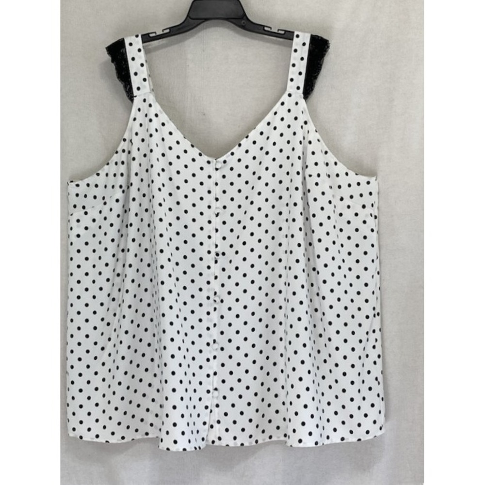 Torrid Polka Dot Tank Top 5X Black White Coquette Lace Strap Plus Size
